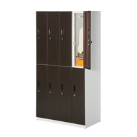 スマイル 木目調スチールロッカー 4連2段8人用 シリンダー錠 ダークブラウン/ホワイト 幅900×奥行515×高さ1790mm 1台（取寄品）