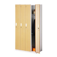 スマイル 木目調スチールロッカー 4連4人用 シリンダー錠 ライトブラウン/ホワイト 幅900×奥行515×高さ1790mm 1台（取寄品）