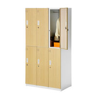 スマイル 木目調スチールロッカー 3連2段6人用 シリンダー錠 ライトブラウン/ホワイト 幅900×奥行515×高さ1790mm 1台（取寄品）