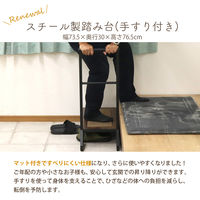 エイ・アイ・エス スチール製踏み台マット付き 手すり付き 幅735×奥行300×高さ765mm ブラウン AHFD-05 BR 1台（直送品）