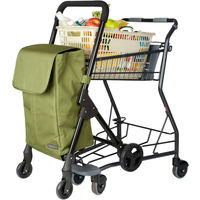 レップ ショッピングカート 前押し4輪カート 折りたたみ 保冷保温 35L カーキ 558317 1個