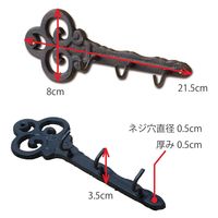 ポッシュリビング アイアンキーフック W21.5×D3.5×H8cm キャストアイアン 61303 1個（直送品）