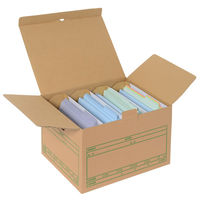 プラス 文書保存箱 ワンタッチストッカー D型フタ式 A4用 書類収納 ダンボール 10枚 40077（わけあり品）