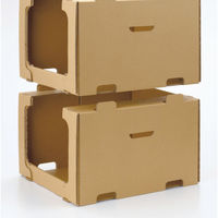 レンゴー 「現場のチカラ」 ダンボール製スタッキング収納箱 小サイズ 1梱包（5個入） オリジナル（わけあり品）