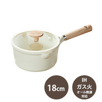 CAROTE（カローテ）鍋 片手 18cm IH ガス火対応 蓋付 アイボリー 1個