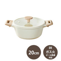 CAROTE（カローテ）鍋 両手 20cm IH ガス火対応 蓋付 アイボリー 1個