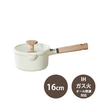 CAROTE（カローテ）鍋 片手 16cm IH ガス火対応 蓋付 アイボリー 1個