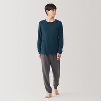 【メンズ】無印良品 紳士 あったか綿 ウールクルーネック長袖Tシャツ 紳士L ネイビー 良品計画