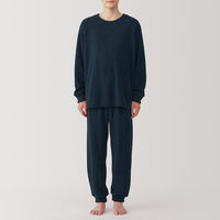 【メンズ】無印良品 紳士 なめらかニットフリース 長袖ルームウェアセット 紳士S ネイビー 良品計画