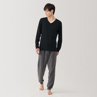 【メンズ】無印良品 紳士 あったか綿 ウールVネック長袖Tシャツ 紳士M 黒 良品計画