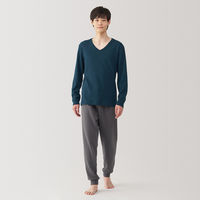 【メンズ】無印良品 紳士 あったか綿 ウールVネック長袖Tシャツ 紳士M ネイビー 良品計画