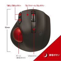 ナカバヤシ 小型Bluetooth静音 5ボタン レーザー式 親指トラックボール ブラック MUS-TBLF225BK 1個