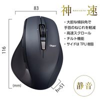 ナカバヤシ 高速スクロール 無線静音 5ボタン BlueLEDマウス Nブラック MUS-RKF164NBK 1個