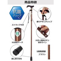ストリックスデザイン 踏ん張りつえ先ステッキ太め折畳BR抗菌 SB-032 1本