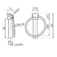 エスコ 6.0x45mm リンチピン(三価ホワイト/3本) EA949PL-6 1セット(6袋)（直送品）