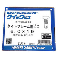 山喜産業　タイトフレーム用ビス　鉄下地用　三価ユニクロ　６×１９mm　1箱（250本）（直送品）