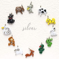 日本紐釦貿易 干支チャーム【いのしし:亥】 シルバー 2個入 A22-143S 1袋2個入(5袋、合計10個（直送品）