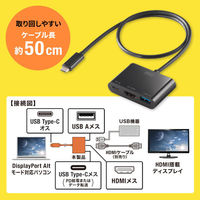 サンワサプライ USB Type C-HDMI変換アダプタ(4K/PD対応/USBハブ付) AD-ALCPHDPD02 1個（直送品）