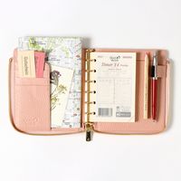 システム手帳カバー クオバディス タイマー１４/ダスティパステル　（本革）　Lジップカバー ミニ６穴サイズ パウダーピンク １冊（直送品）