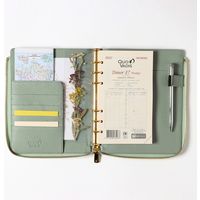 システム手帳カバー クオバディス タイマー１７/ダスティパステル　（本革）　Lジップカバー バイブルサイズ グレイッシュグリーン １冊（直送品）