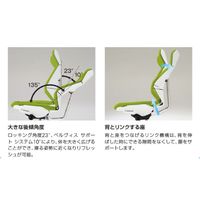【設置込】イトーキ フリップフラップチェア PVC 革シボ 可動肘 ランバー付 ナイロンキャスター EXハイ ハンガー無 ネイビー×白×銀 1脚（直送品）