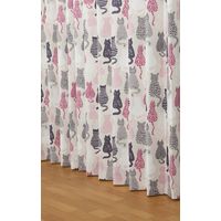 ユニベール ニャカヨシ 遮光+レースカーテンセット 2000×1350mm ピンク 4548654705842 1セット(4枚入)（直送品）