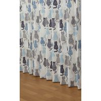 ユニベール ニャカヨシ 遮光+レースカーテンセット 2000×2000mm ブルー 4548654705835 1セット(4枚入)（直送品）