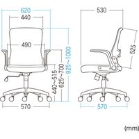 サンワサプライ オフィスチェア メッシュチェア 肘跳ね上げ式 ランバーサポート付 キャスター付 ブルー SNC-NET21BL 1脚（直送品）