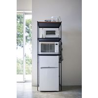 山崎実業 冷蔵庫上ラック タワー 幅600×奥行465×高さ1700mm ブラック 773596 1個（直送品）