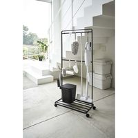 山崎実業 ベランダ収納&掃除道具収納ラック キャスター付き タワー 幅725×奥行350×高さ1410mm ブラック 774347 1個（直送品）