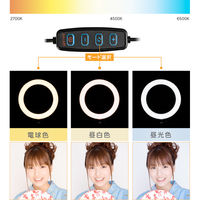 自撮りライト LEDリングライト USB接続/スマホ固定ホルダー付/3色光/10段階輝度調節/GH-CSL80B-BK 1個 グリーンハウス