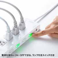 延長コード 電源タップ 2m 3P（ピン） 6個口 スイッチ ホワイト TAP-S28 サンワサプライ 1個（直送品）