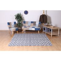 不二貿易 コットン アクセントラグ ネイビー 1850×1850mm ネイビーブルー 37537（直送品）