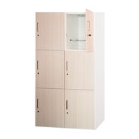 スマイル 木扉スチールロッカー 2列3段6人用ワイド オーク 幅900×奥行515×高さ1790mm 1台 鍵付き パーソナルロッカー 更衣用ロッカー