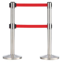 アスプルンド ベルトポールパーティション ダブルベルト スタンダード シルバーベース ベルト：レッド 1セット（4台（3梱包））