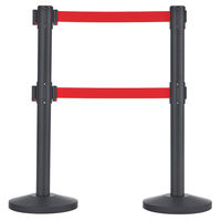 アスプルンド ベルトポールパーティション ダブルベルト スタンダード ブラックベース ベルト：レッド 1セット（8台（6梱包））