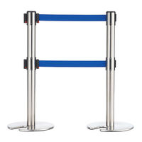 アスプルンド ベルトポールパーティション ダブルベルト スタッキング シルバーベース ベルト：ブルー 1セット（4台（3梱包））