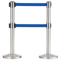 アスプルンド ベルトポールパーティション ダブルベルト スタンダード シルバーベース ベルト：ブルー 1セット（4台（3梱包））