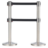 アスプルンド ベルトポールパーティション ダブルベルト スタンダード シルバーベース ベルト：ブラック 1セット（8台（6梱包））