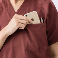 【アウトレット】PROFESSOR'S ROUND スクラブ 上衣 (ワイン)S ASK-SC-J01 1枚　スクラブ