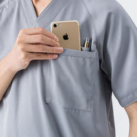 【アウトレット】PROFESSOR'S ROUND スクラブ 上衣 (グレー)L ASK-SC-J01 1枚　スクラブ