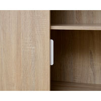 YAMAZEN（山善） 木製シェルフ（本棚 書棚） 5段 両開き（鍵付き・シリンダー錠） オーク 幅800×奥行360×高さ1845ｍｍ 1台（直送品）