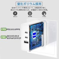 【アウトレット】USB充電器 65W急速充電アダプター/PD対応/USB-C×2、USB-A×1/VV-PD65C2A1-Gan 1個Vodaview