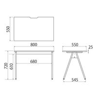 ジャーナルスタンダードファニチャー コンパスレッグデスク 平机 幅800×奥行550×高さ720mm ナチュラル 278308 1台（取寄品）
