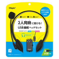 ヘッドセット USBヘッドセット2人同時（ミニプラグジャック付）/マイク搭載/MHM-SU32BK 1個 ナカバヤシ