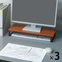 リヒトラブ　MDF机上台　スリム（幅500×奥行200mm）ブラウン　3台