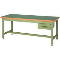 【車上渡し】山金工業 スーパー ワークテーブル 耐荷重3t キャビ2段 塩ビ天板 幅1800×奥行900×高740mm GRN×IV 1台（直送品）
