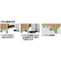 【車上渡し】山金工業 ペダル移動タイプワークテーブル耐荷重800kg塩ビシート天板 幅1800×奥行900×高さ725mm グリーン 1台（直送品）