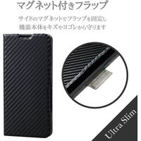 AQUOS sense4 sense5G レザーケース 手帳型 薄型 磁石付き カーボンブラック PM-S205PLFUCB エレコム 1個（直送品）