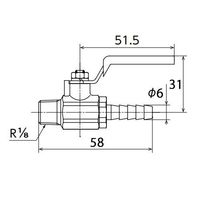 エスコ R 1/8”x 6.0mm ミニボールバルブ(ホースニップル付) EA425AG-126 1セット(5個)（直送品）